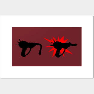 Zombie Pack-a-Punched Ray Gun on Maroon Posters and Art